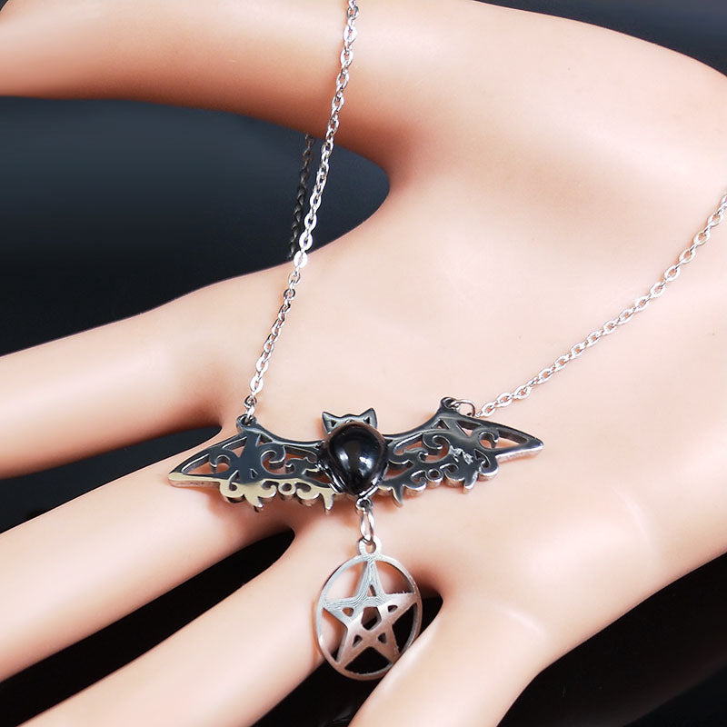 Gothic Bat Necklaces Pentagram