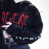 Gothic Punk Loose Letter Printed Black Hoodie