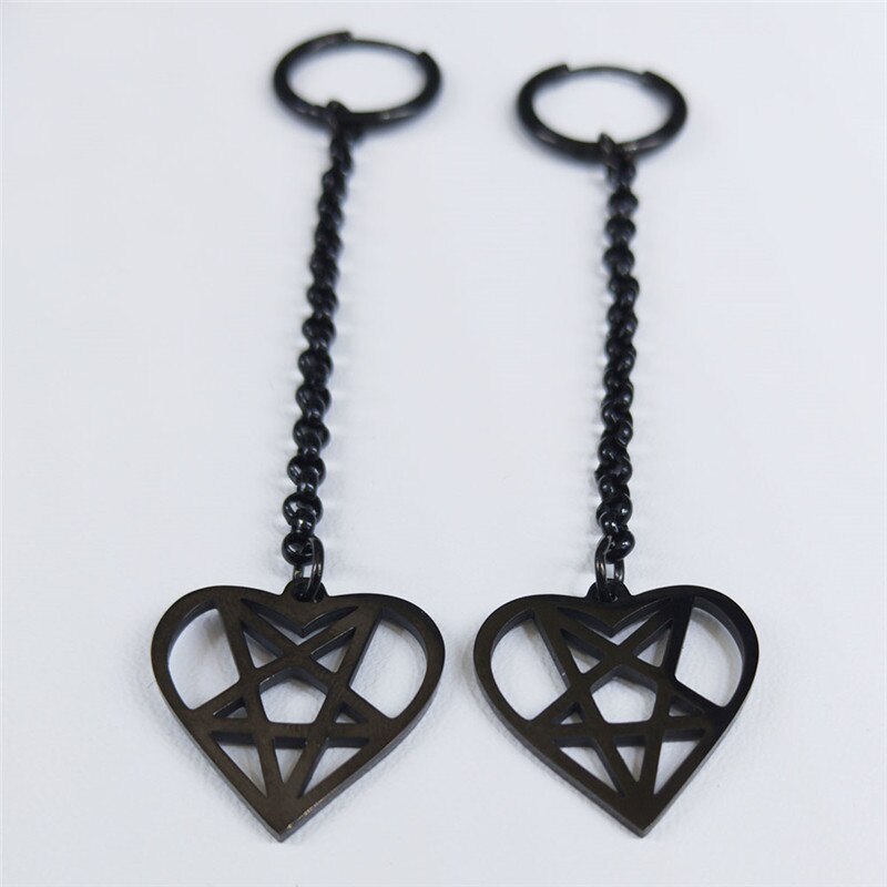 Gothic Heart Pentagram Witchcraft Earring