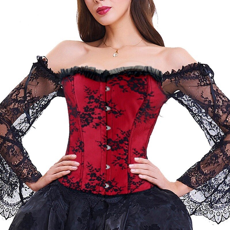 Steampunk Corset Sexy Long Sleeve Lace