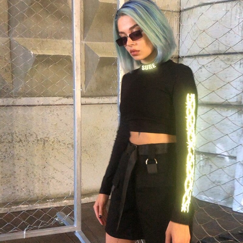 Long Sleeve Crop Top Reflective
