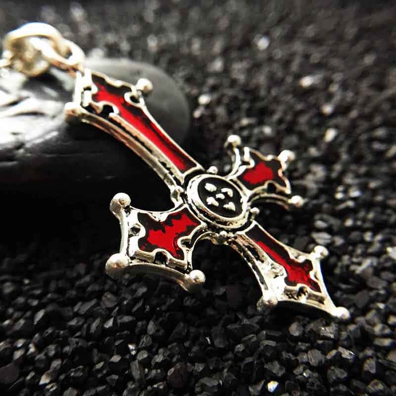 Red Red Inverted Cross Pendant