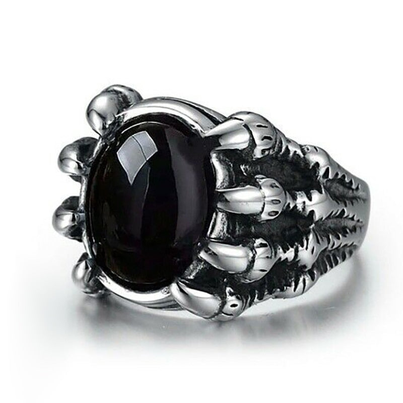 Punk Dragon Claw Crystal Ring