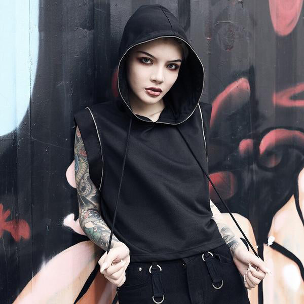 Gothic Punk Sleeveless Hoodie