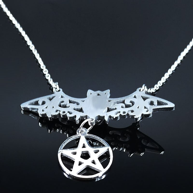 Gothic Bat Necklaces Pentagram