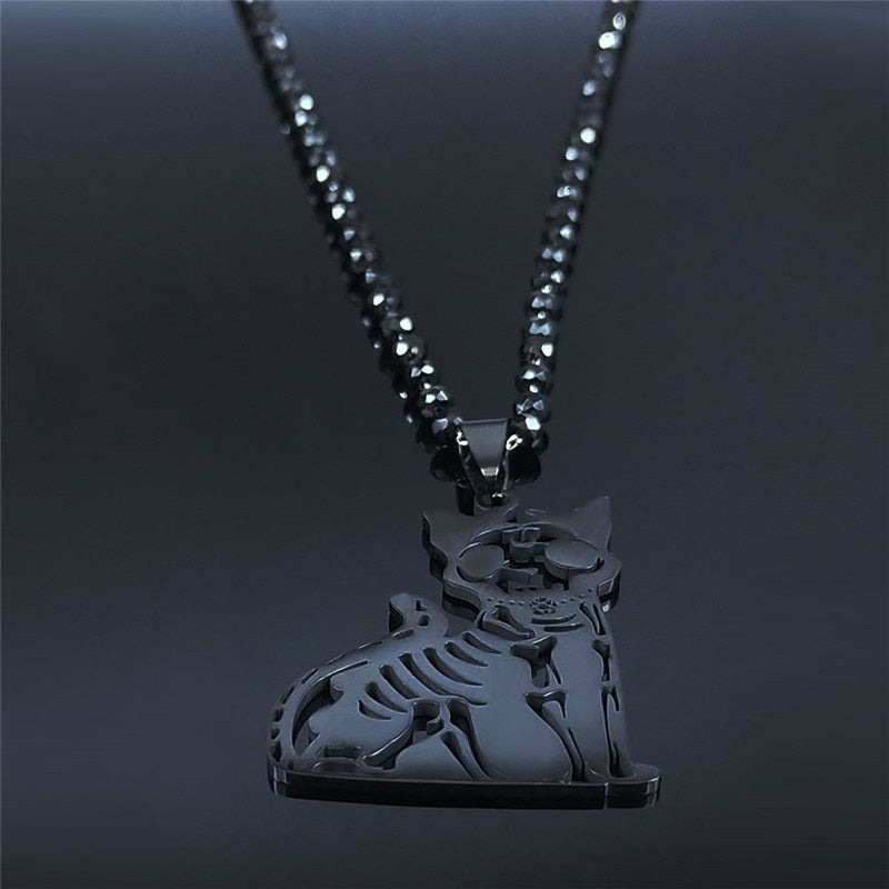 Witch Moon Cat Skull Necklace