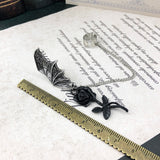 Gothic Bat Black Rose Chain Earrings