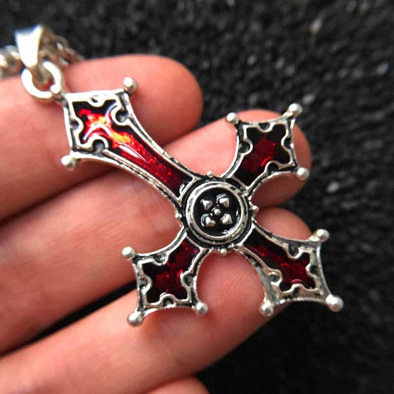 Red Red Inverted Cross Pendant