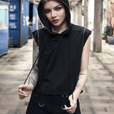 Gothic Punk Sleeveless Hoodie