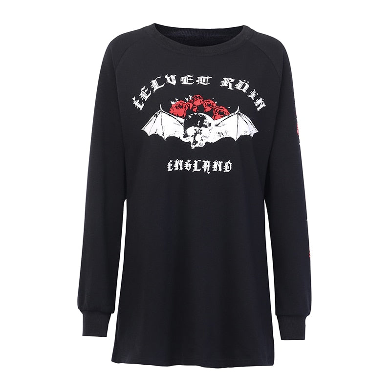 Gothic Sweatshirt Rose Skull