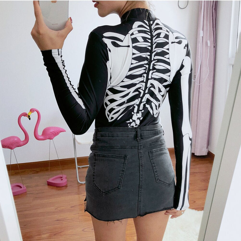 Skull Pattern One-Piece Bodysuit