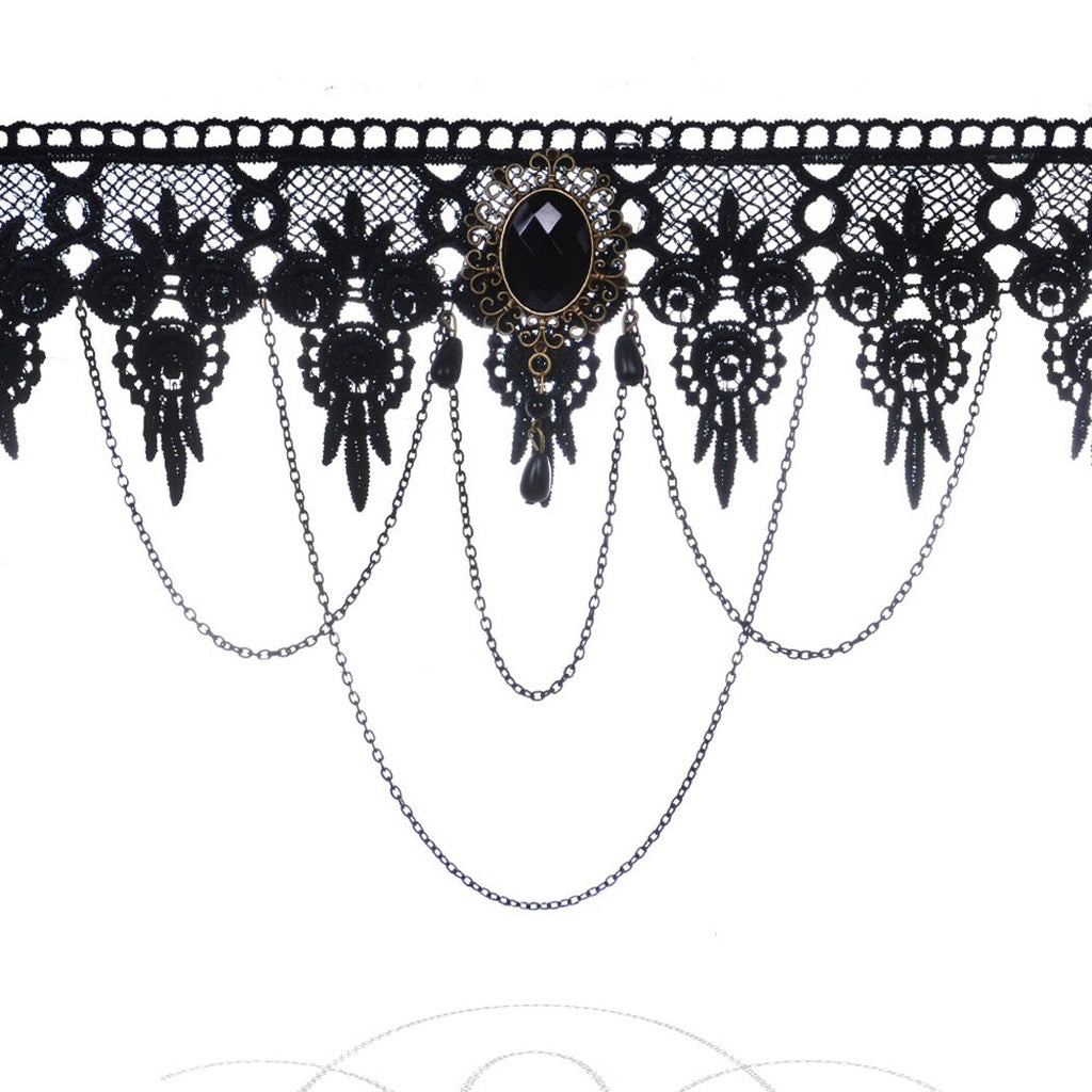Gothic Chokers Crystal Black Lace