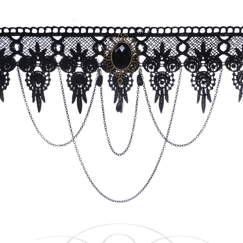 Gothic Chokers Crystal Black Lace