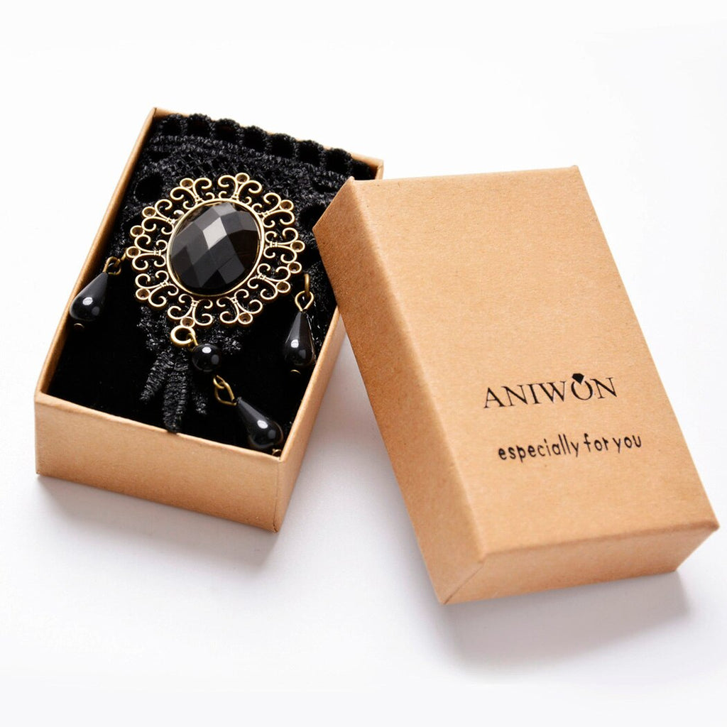 Gothic Chokers Crystal Black Lace