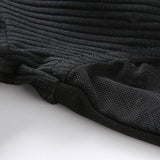 T-shirts Black Slim Stand Collar Mesh Solid High