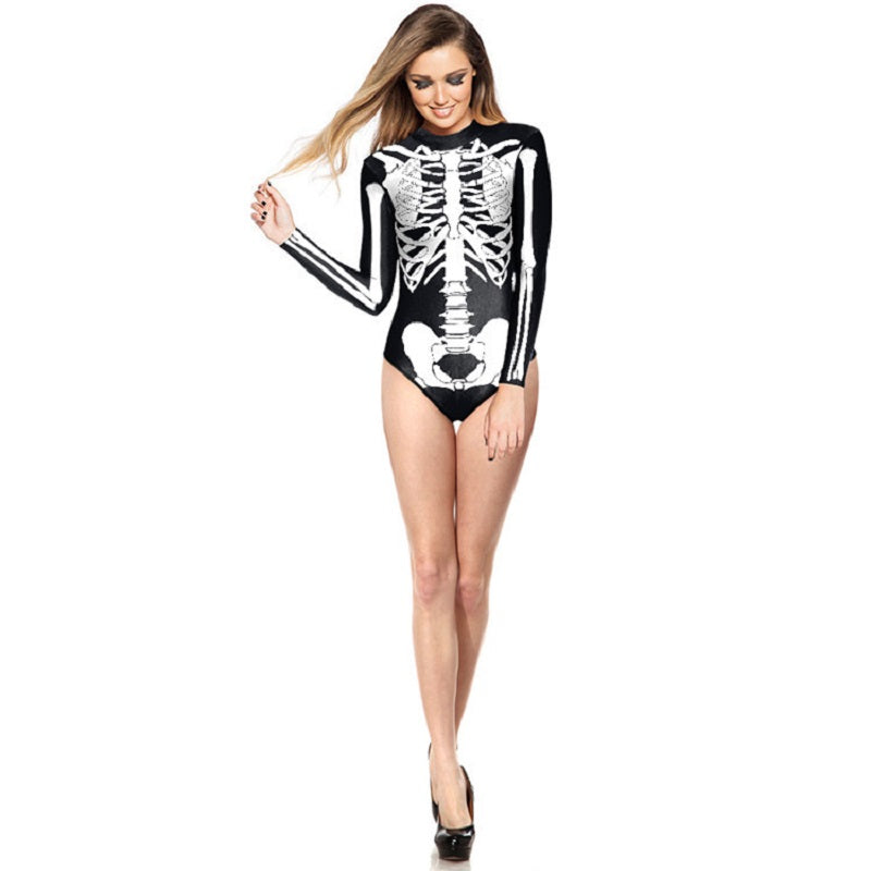 Skull Pattern One-Piece Bodysuit