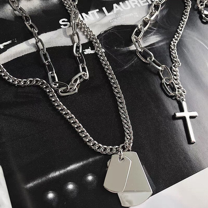 Punk Retro Crossing Chain Necklace