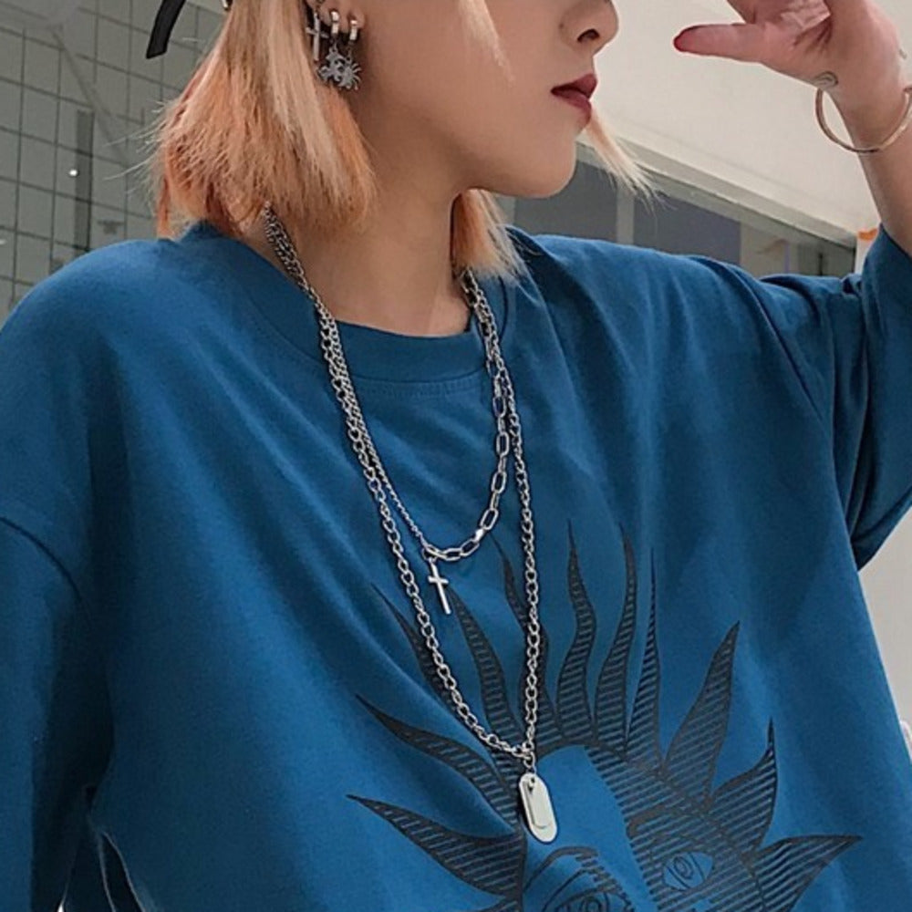 Punk Retro Crossing Chain Necklace