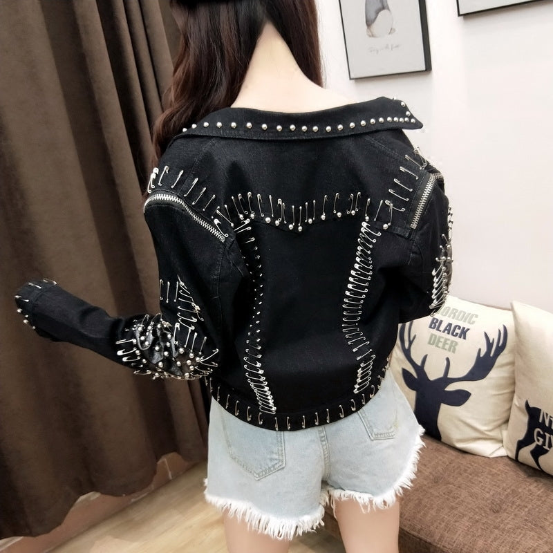 Rivet Pins Women Denim Jacket Streetwear