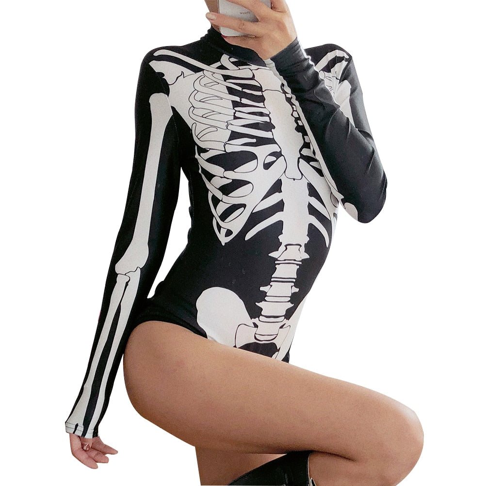 Skull Pattern One-Piece Bodysuit