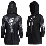 Skull Print Hoodie Long