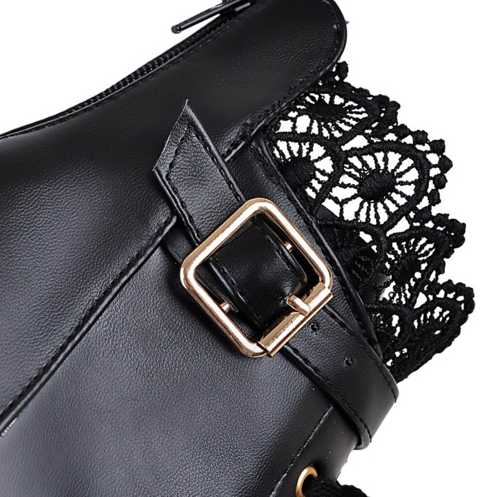 Leather Lace Ankle Shoes High Heel