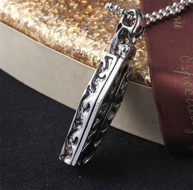 Gothic Cross Stainless Steel Coffin Necklace