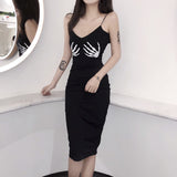 Dress Women Black Party Skull Hand