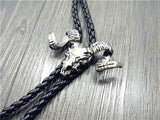 Chain Sheep Head Leather Necklace Long Tie Pendant