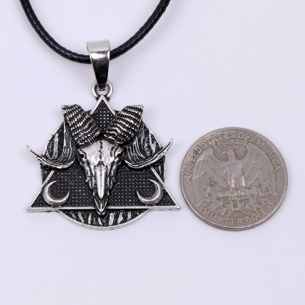 Goat Skull Amulet Triangle Pendant Necklace