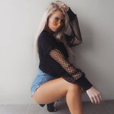 Fish net Long-sleeve Hooded