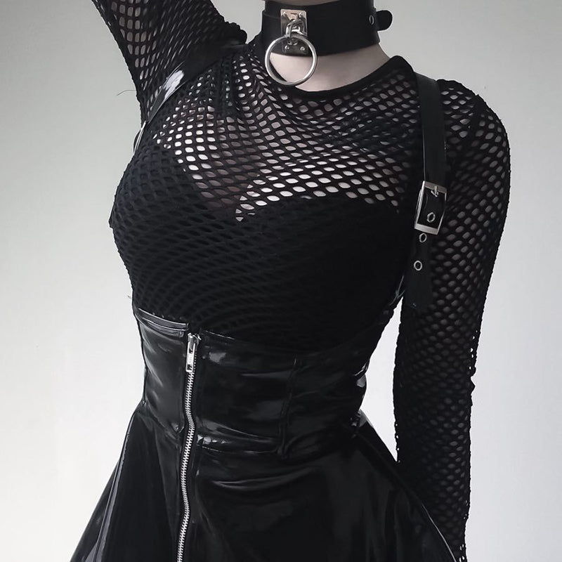 Sexy PVC Underbust Suspender Skirt Dress