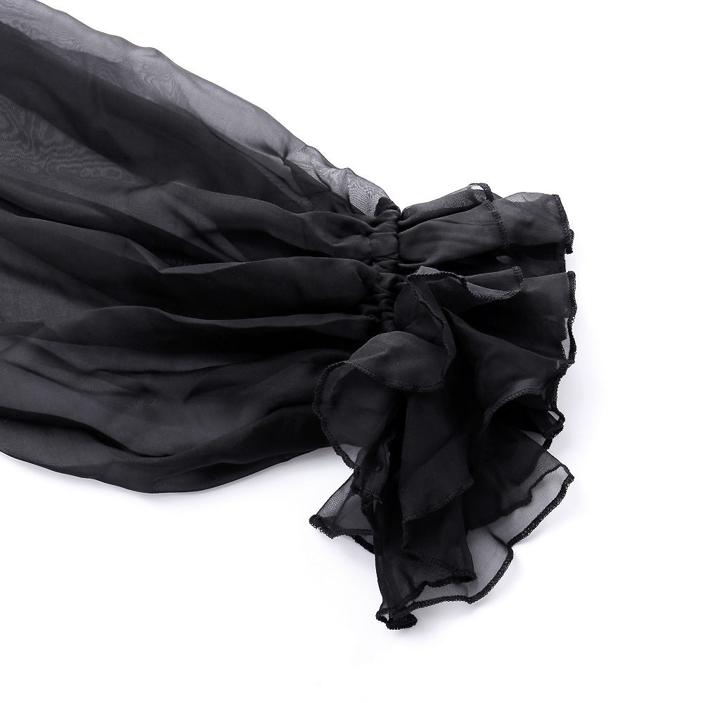 High Waist Plain Mesh Dresses