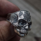 Skull Ring Mens Mandala Flower Santa
