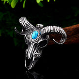 Steel soldier goat skull skeleton pendant necklace