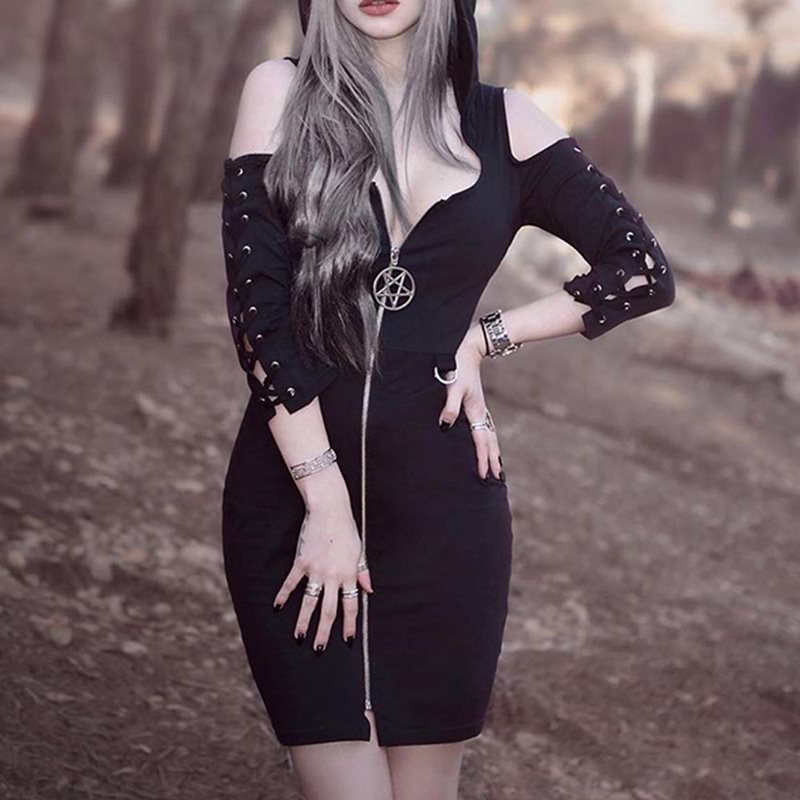Gothic Punk Off Shoulder Dress