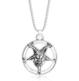 Viking Goat Pan God Skull Head Pendant Necklace