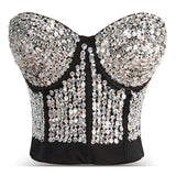 Gold Sequin & Beading Studded Bra