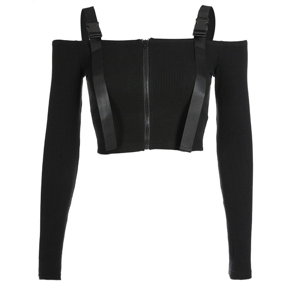 Gothic Tops Sexy Slash Neck High