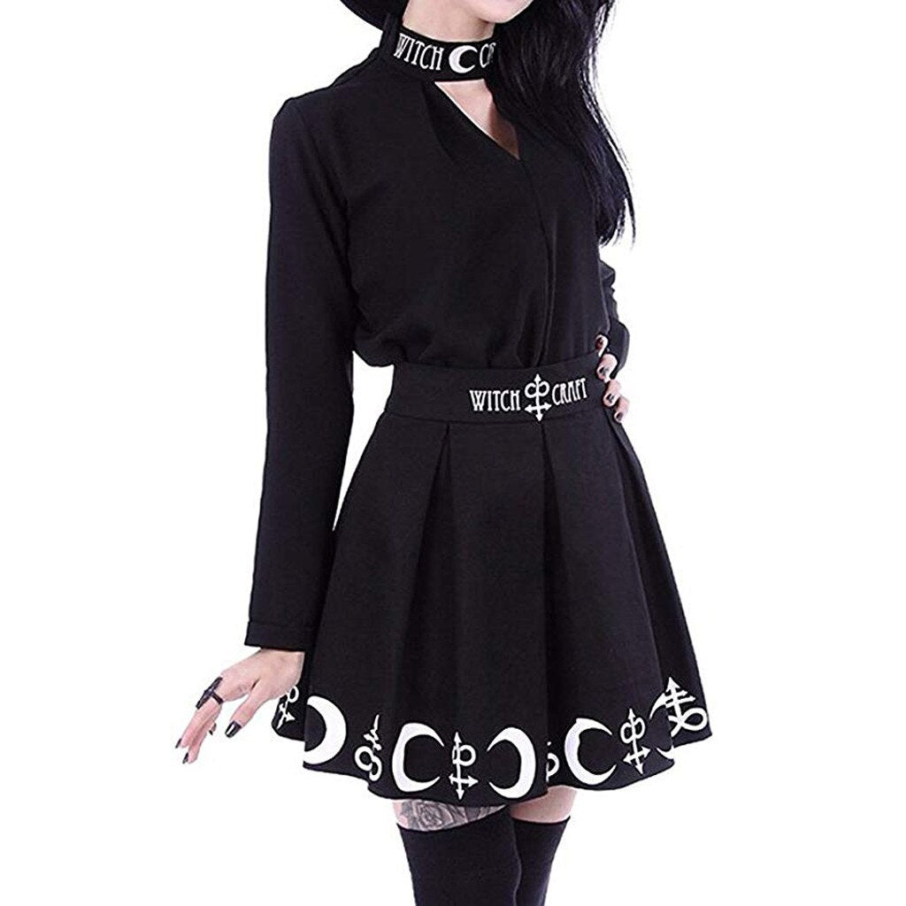 Gothic Skirt Witchcraft Moon Magic Spell Symbols