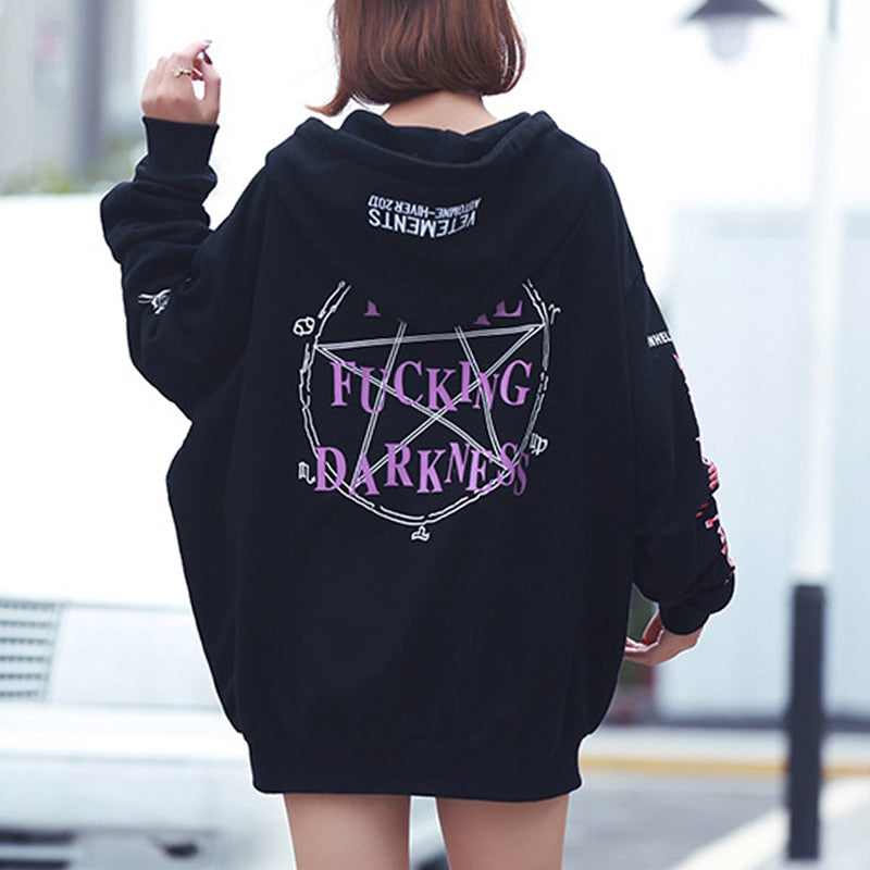 Gothic Letter Print Hoodie