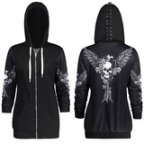 Skull Print Hoodie Long