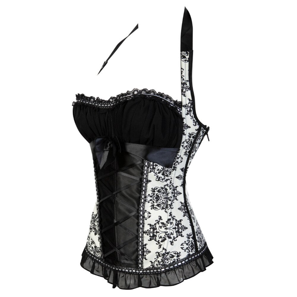 Floral Zipper Overbust Corset