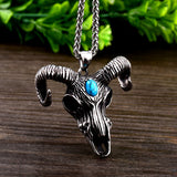 Steel soldier goat skull skeleton pendant necklace