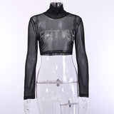Gothic Punk Mesh Turtleneck Top Tees