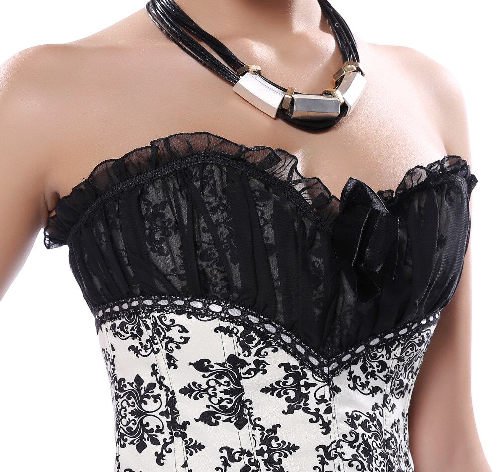 Floral Zipper Overbust Corset