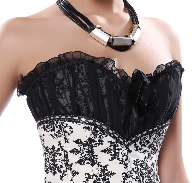 Floral Zipper Overbust Corset