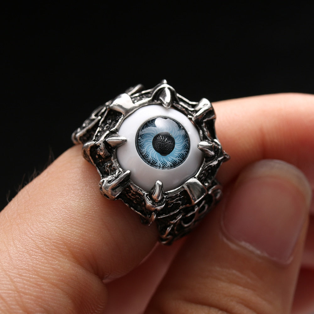 Men Claw Blue Evil Eye Skull Ring