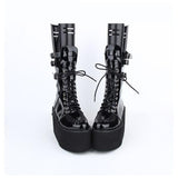 Punk Leather Lace-up Boots