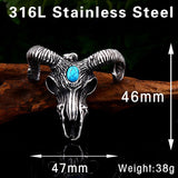 Steel soldier goat skull skeleton pendant necklace
